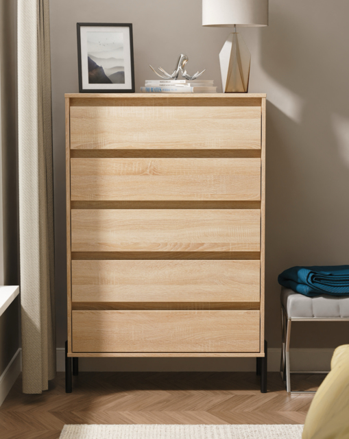 Sloan 5 Drawer Chest OAK Effect - Welcome - image 1