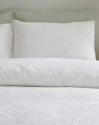 CL Jacquard Leaves Duvet Cover Set White - Catherine Lansfield - Size: KING - thumbnail 3