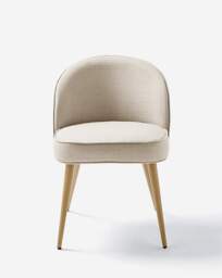 Bodie Oak Table & 6 Emilie Fabric Chairs Oak/Natural - thumbnail 3