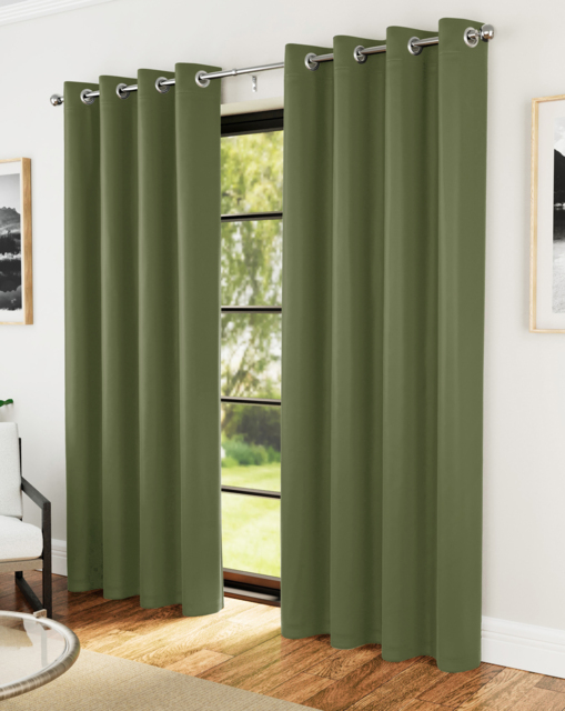 Supersoft Eyelet Curtains Olive - Enhanced Living - Size: 167 x 183cm - image 1