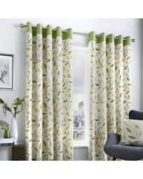 Fusion Beechwood Eyelet Curtains Green - Fusion - Size: 117 x 183cm - thumbnail 1