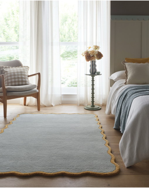 Scalloped Elsie Hand-Tufted Woollen Rug Blue Yellow - Origins - Size: 120X170 - image 1