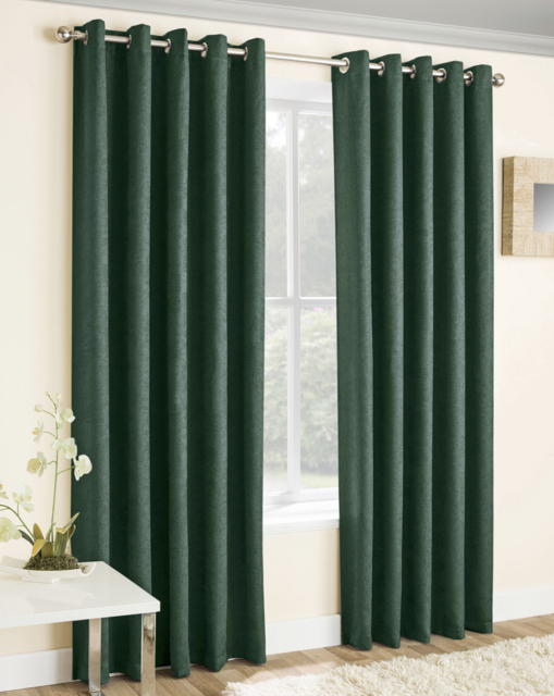 Vogue Light Filtering Eyelet Curtain Green - Enhanced Living - Size: 117 x 183cm - image 1