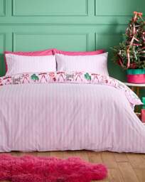 CL Christmas Kitsch Duvet Cover Set Pink - Catherine Lansfield - Size: SINGLE - thumbnail 2