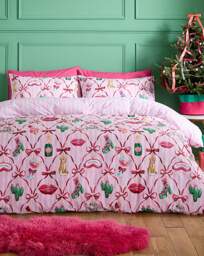 CL Christmas Kitsch Duvet Cover Set Pink - Catherine Lansfield - Size: SINGLE - thumbnail 3