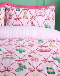 CL Christmas Kitsch Duvet Cover Set Pink - Catherine Lansfield - Size: SINGLE - thumbnail 4
