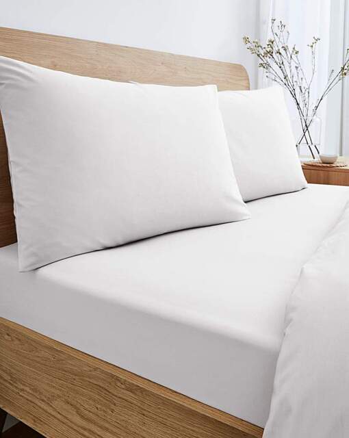 Pure Cotton 200TC 30cm Fitted Sheet White - JD Williams - Size: SINGLE - image 1