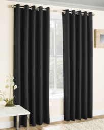 Vogue Light Filtering Eyelet Curtain Black - Enhanced Living - Size: 229 x 229cm