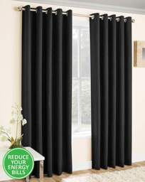 Vogue Light Filtering Eyelet Curtain Black - Enhanced Living - Size: 229 x 229cm - thumbnail 3