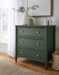 Darcy Bobbin Trim Small Chest of Drawers Green - thumbnail 1