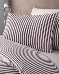 CL Epping Textured Stripe Duvet CHOC Chocolate - Catherine Lansfield - Size: KING - thumbnail 2