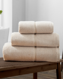 Bianca Zero Twist Satin Stitch Towel Natural - Bianca - Size: Bath Sheet - thumbnail 1
