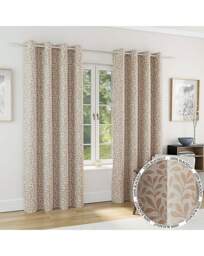 Sherwood Leaf Jacquard Lined Curtains Natural - Enhanced Living - Size: 117 x 183cm - thumbnail 3