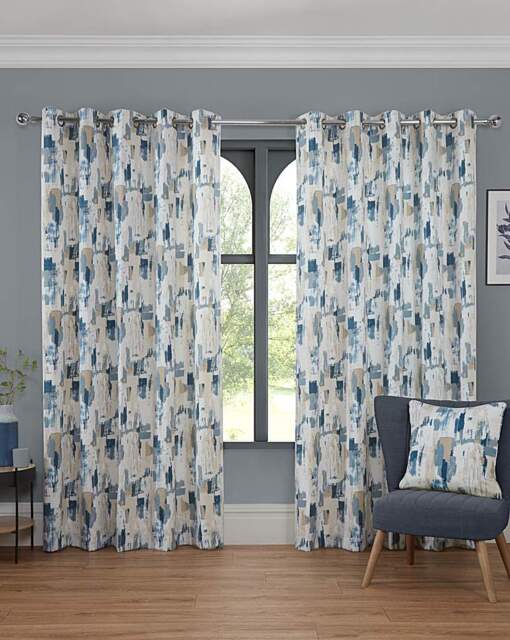 Sundour Bamford Lined Eyelet Curtains Cobalt Blue - Sundour - Size: 168 x 229cm - image 1
