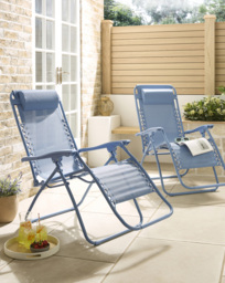 Pair of Zero Gravity Chairs Blue - JD Williams