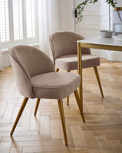 Emilie Chenille Pair of Dining Chairs Oyster - JD Williams - image 1