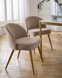 Emilie Chenille Pair of Dining Chairs Oyster - JD Williams - thumbnail 1