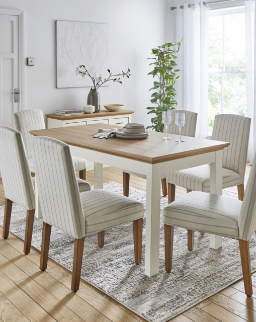 Julipa Ashford Table and 6 Everly Chairs Cream/Natural - Julipa - image 1
