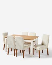 Julipa Ashford Table and 6 Everly Chairs Cream/Natural - Julipa - thumbnail 4