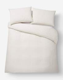 Gingham Cotton Blend Duvet Cover Set Natural - JD Williams - Size: DOUBLE - thumbnail 5