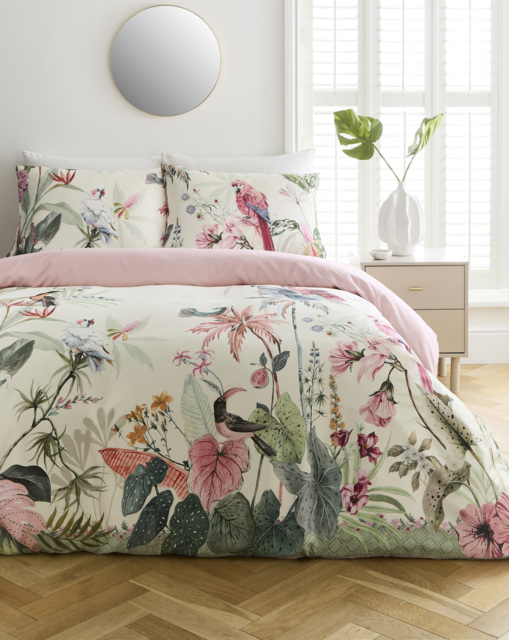 Tropical Bird Satin Duvet Cover Set Multi - JD Williams - Size: SINGLE - image 1