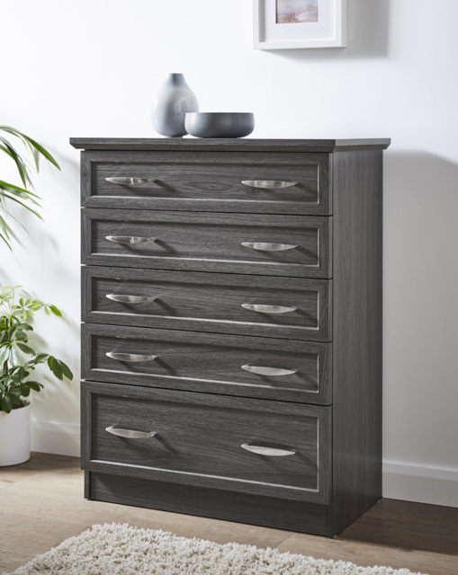 Kingston 5 Drawer Chest Grey/Oak - At Home Collection - image 1
