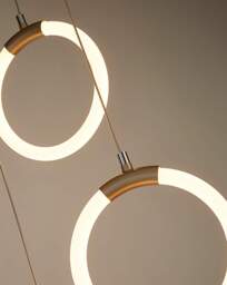 Led Frosted Hoop Ceiling Pendant Champagne - Searchlight - thumbnail 2