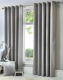 Cannes Eyelet Curtains Silver - Fusion - Size: 117 x 183cm