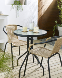 Rattan Bistro Set Natural/Black - JD Williams