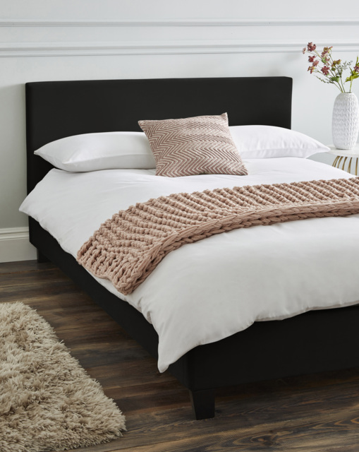 Hayden Velvet Bed with Mattress Black - Size: SINGLE - image 1