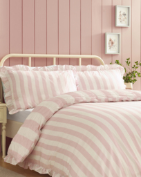 Catherine Lansfield Seersucker Duvet Set Pink - Catherine Lansfield - Size: KING