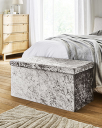 Crushed Velvet Storage Ottoman Grey - JD Williams