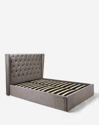 Allegra Velvet Ottoman Bedframe Pewter - JD Williams - Size: KINGSIZE - thumbnail 2