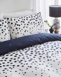 Joanna Hope Spot Duvet Cover Set White/Navy - Joanna Hope - Size: SINGLE - thumbnail 2