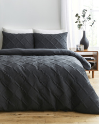 Pinsonic Duvet Cover Set Dark Grey - JD Williams - Size: SINGLE