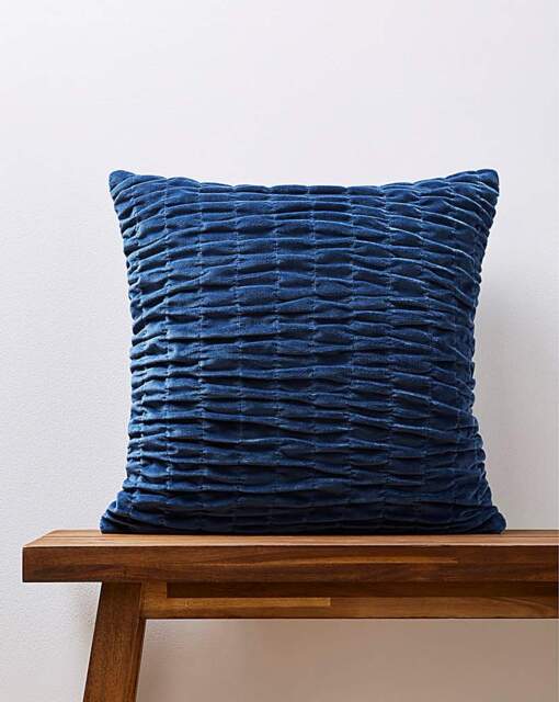 Velvet Seersucker Cushion Navy - JD Williams - Size: 45X45 - image 1