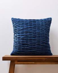 Velvet Seersucker Cushion Navy - JD Williams - Size: 45X45 - thumbnail 1