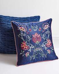 Velvet Seersucker Cushion Navy - JD Williams - Size: 45X45 - thumbnail 5