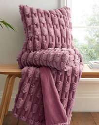 Bianca Carved Faux Fur Cushion Pink - Bianca - Size: 50X50 - thumbnail 2