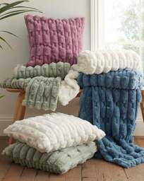 Bianca Carved Faux Fur Cushion Pink - Bianca - Size: 50X50 - thumbnail 4