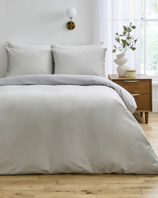Soft Plain Velvet Duvet Cover Set Silver - JD Williams - Size: SINGLE - image 1