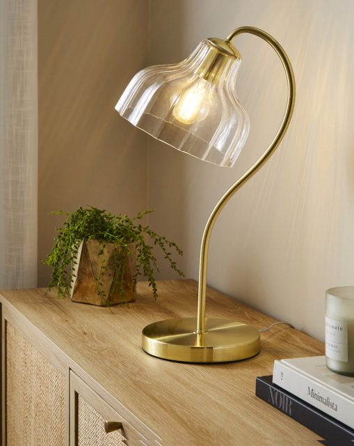Sienna Scalloped Glass Table Lamp Brass - JD Williams - image 1