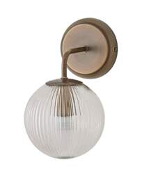 Kempton Ribbed Globe Wall Light Brass - ValueLights - thumbnail 5