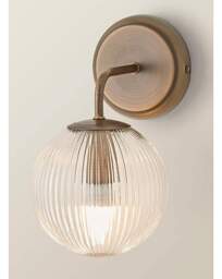 Kempton Ribbed Globe Wall Light Brass - ValueLights - thumbnail 2