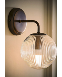 Kempton Ribbed Globe Wall Light Brass - ValueLights