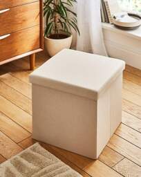 Fabric Foldable Storage Ottoman Cube Natural - JD Williams - thumbnail 3