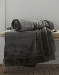 Velvet Faux Fur Cosy Throw Charcoal - Catherine Lansfield - Size: 150X200 - thumbnail 1