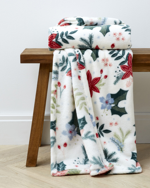 Noelle Christmas Floral Fleece Throw Multi - JD Williams - image 1