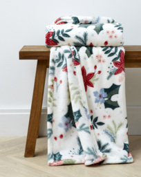 Noelle Christmas Floral Fleece Throw Multi - JD Williams