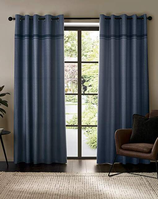 Catherine Lansfield Melville Curtains Navy - Catherine Lansfield - Size: 168 x 183cm - image 1
